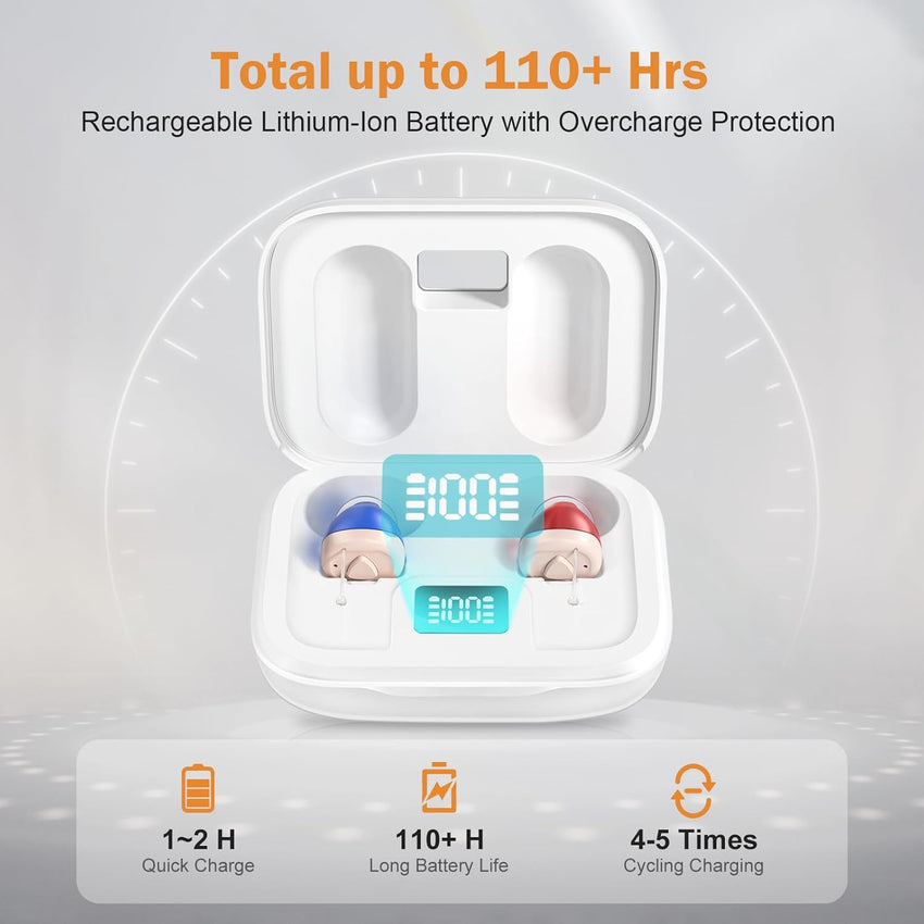 Flaygo Rechargeable Hearing Aids for Seniors with 16-Channel Digital Chips Intelligent Noise Cancellation for Clear Sound Super-Mini Invisible Design Comfort Fit in Ear Canal & 7-Day Ultra Standby