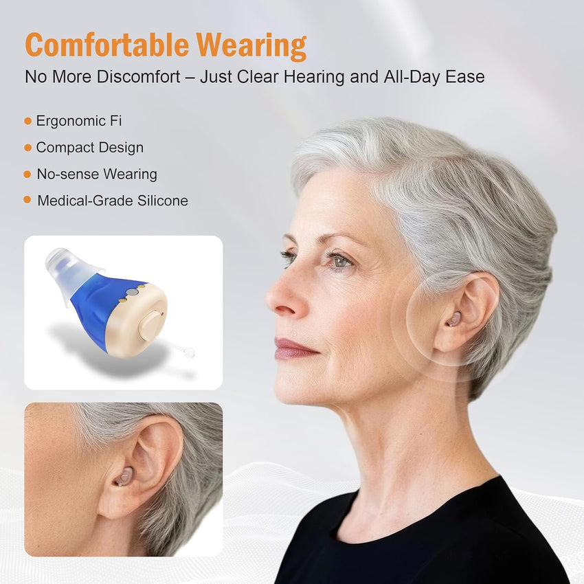 Flaygo Rechargeable Hearing Aids for Seniors with 16-Channel Digital Chips Intelligent Noise Cancellation for Clear Sound Super-Mini Invisible Design Comfort Fit in Ear Canal & 7-Day Ultra Standby