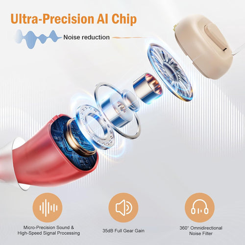 Flaygo Rechargeable Hearing Aids for Seniors with 16-Channel Digital Chips Intelligent Noise Cancellation for Clear Sound Super-Mini Invisible Design Comfort Fit in Ear Canal & 7-Day Ultra Standby