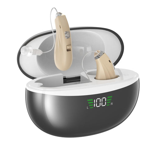 Flaygo Rechargeable Hearing Aids for Seniors’ Hearing Loss – Latest 16-Channel Digital OTC Hearing Aid with Intelligent Noise Cancellation, 5-Day Long-Lasting Battery Life, Made of Medical-Grade Materials, Comfortable & Anti-Slip for Secure Wearing, Beige